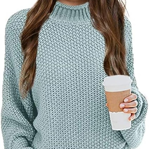 Girls Turtleneck Sweaters Kids Batwing Sleeve Knit Clothes Chunky